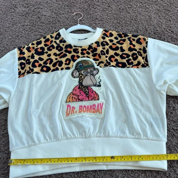 Death Row Records Cropped Leopard Velour Crewneck Sweatshirt Dr Bombay M NEW - Picture 12 of 12